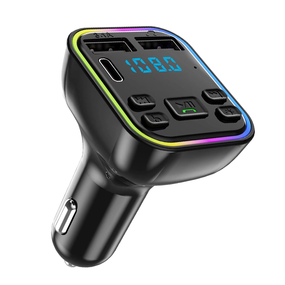 Bluetooth 5.0 Car FM Transmitter with PD & Dual USB Fast Charger