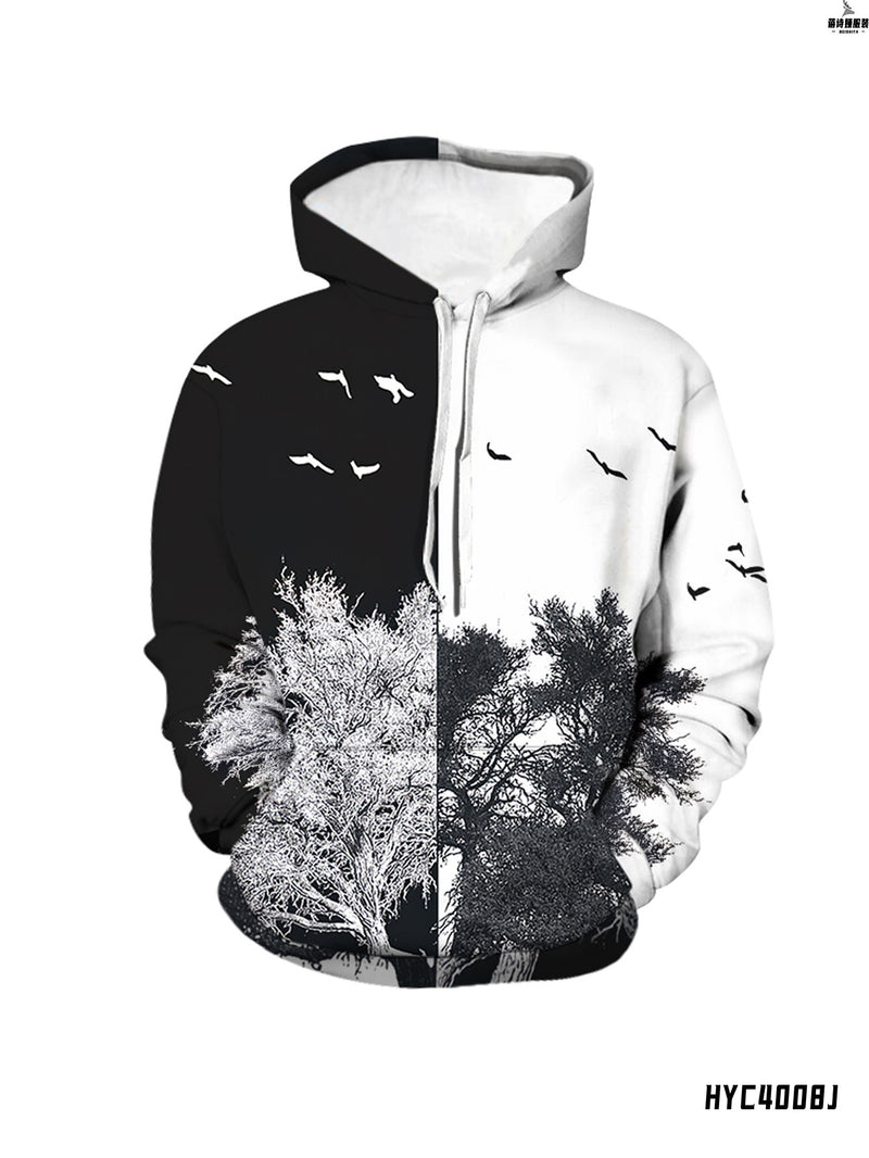 men's digital print pullover hoodie, view 6 - MRSLM