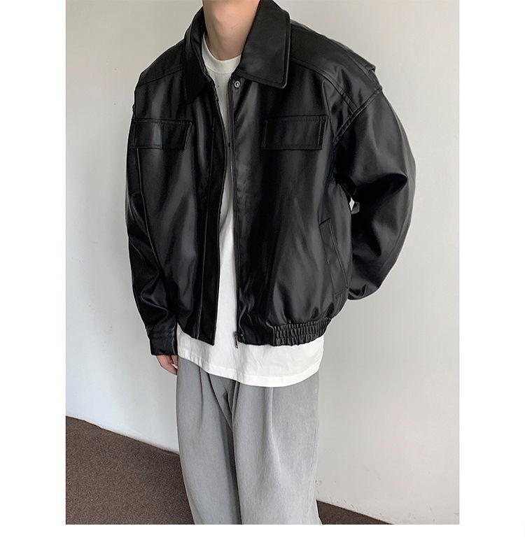 Vintage Motorcycle Leather Coat Men&
