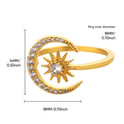 gold sun moon ring, view 2 - MRSLM