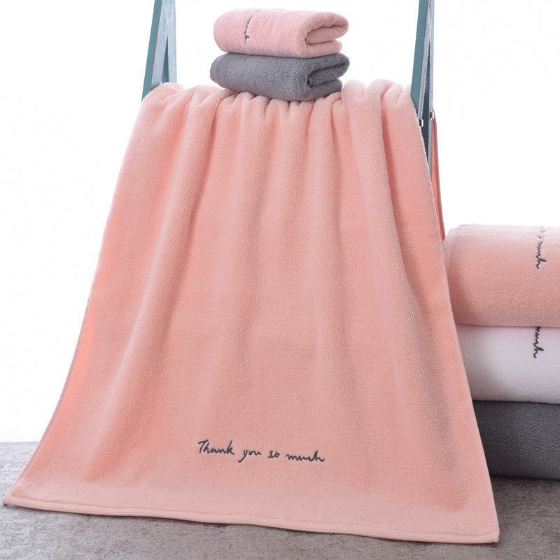 Large embroidered cotton bath towel, view 2 - MRSLM