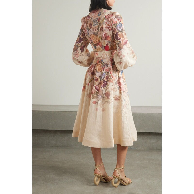 stand collar geometric print dress, view 2 - MRSLM