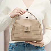 crocodile pattern leather shoulder bag, view 3 - MRSLM