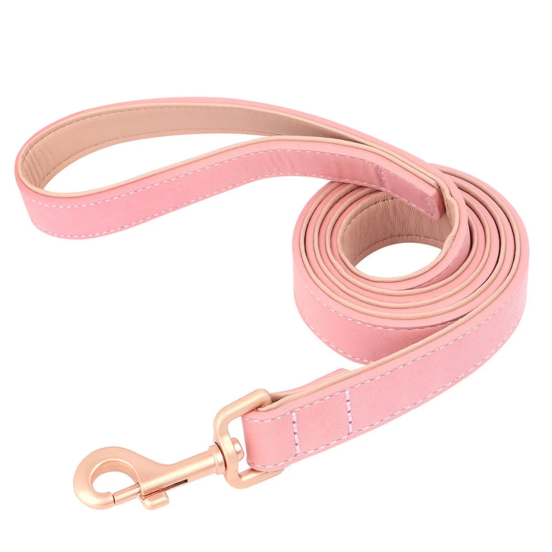 soft padded pu leather dog leash, view 2 - MRSLM