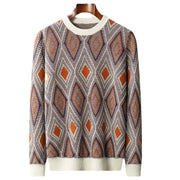 round neck retro rhombus sweater, view 5 - MRSLM
