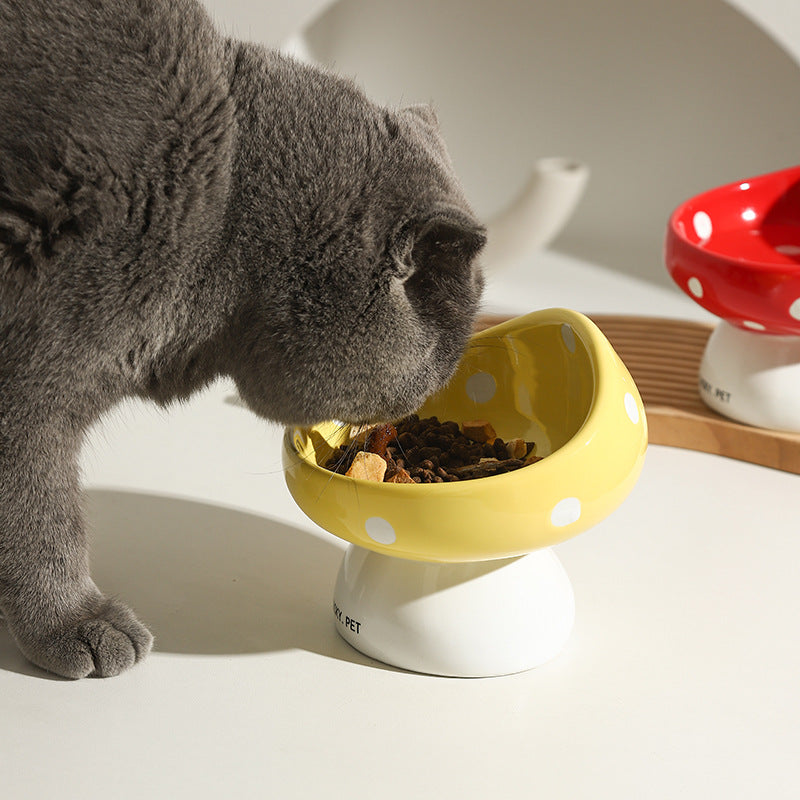 mushroom shaped ceramic pet bowl, view 5 - MRSLM