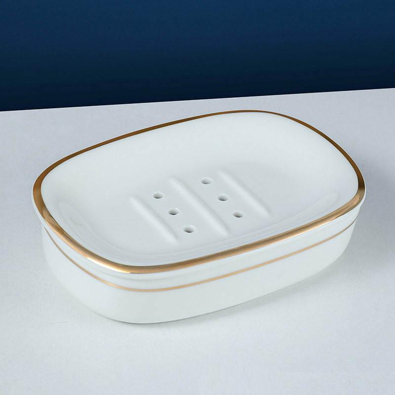 nordic gold inlay ceramic soap holder, view 13 - MRSLM