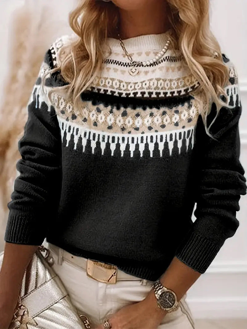 women's round neck loose pullover sweater, view 8 - MRSLM