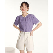 puff sleeve lace blouse, view 3 - MRSLM