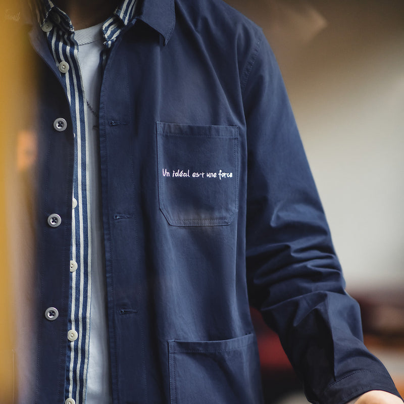 retro embroidered cotton shirt jacket, view 5 - MRSLM