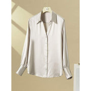 silk v-neck blouse, view 28 - MRSLM