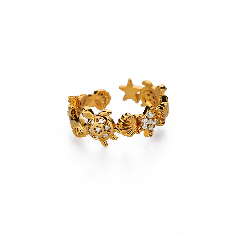 cubic zirconia turtle ring, view 2 - MRSLM