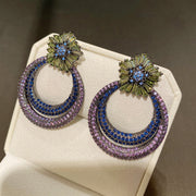 colorful star big circle earrings, view 4 - MRSLM