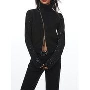 Turtleneck double zipper plush jacket, view 6 - MRSLM