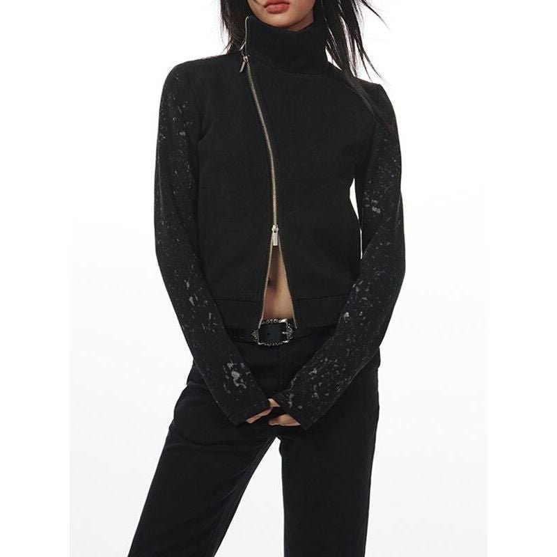 Turtleneck double zipper plush jacket, view 6 - MRSLM