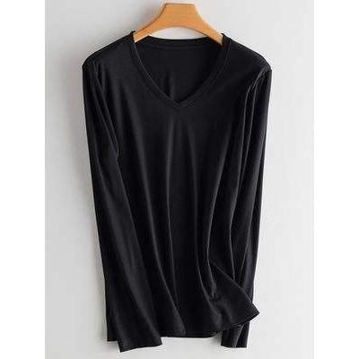 Classic long sleeve V-neck tee, view 2 - MRSLM
