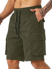 men's drawstring multi-pocket workwear shorts, view 9 - MRSLM