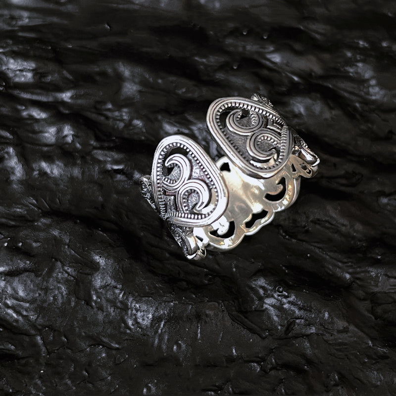 silver vintage flower ring, view 2 - MRSLM