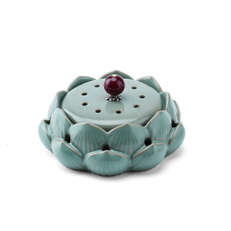 elegant lotus ceramic incense burner, view 8 - MRSLM