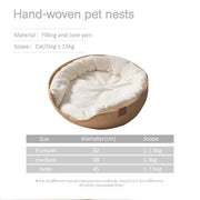 Handwoven cat nest bed with cushion, view 8 - MRSLM