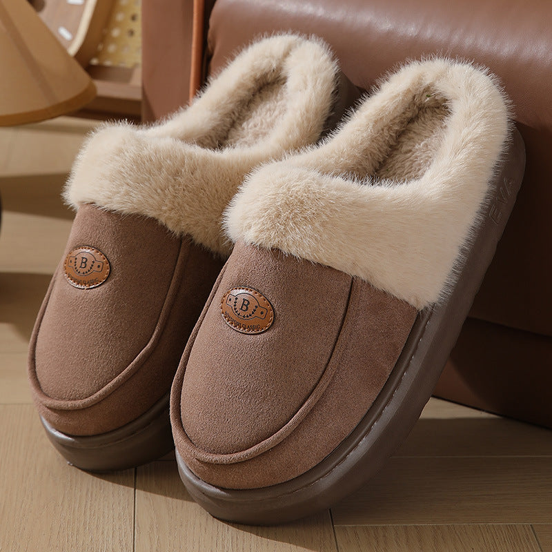 Men's suede plush-lined house slippers, view 2 - MRSLM