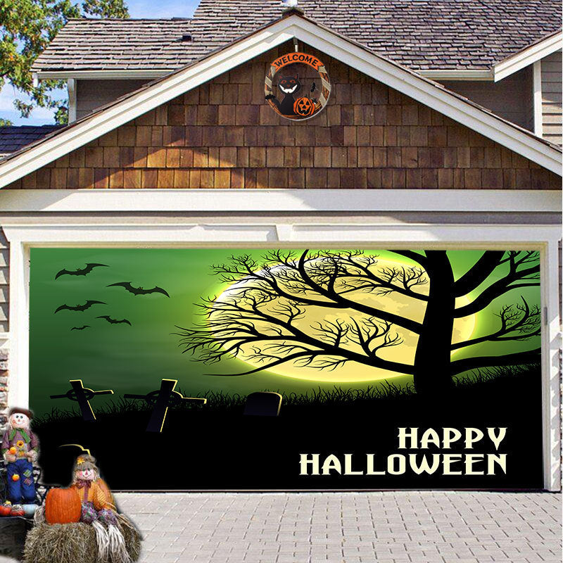 Halloween garage door backdrop hanging cloth, view 27 - MRSLM