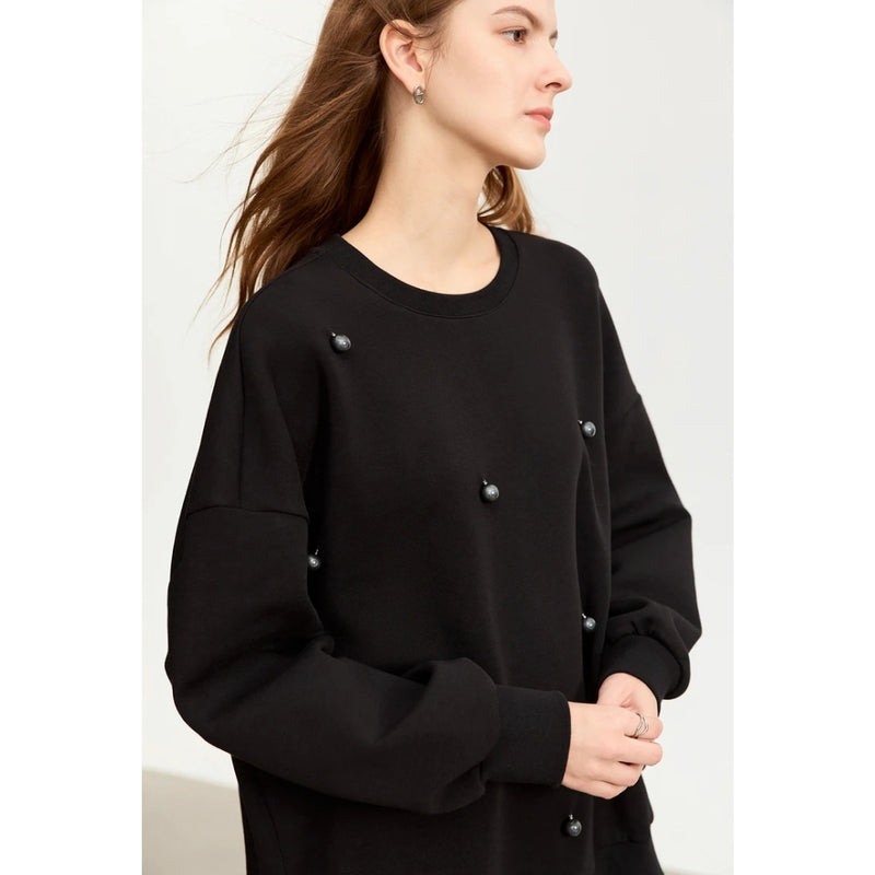 women's oversized crew neck sweatshirt, view 4 - MRSLM