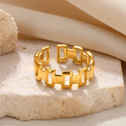 vintage stainless steel adjustable geometric ring, view 2 - MRSLM