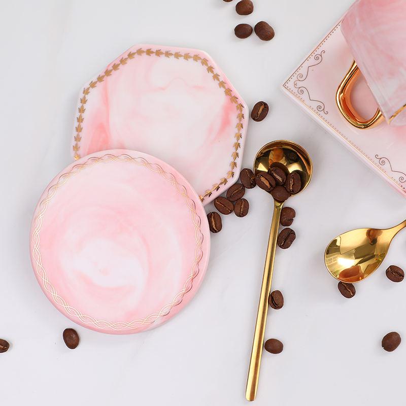 golden edge marble ceramic coasters - MRSLM
