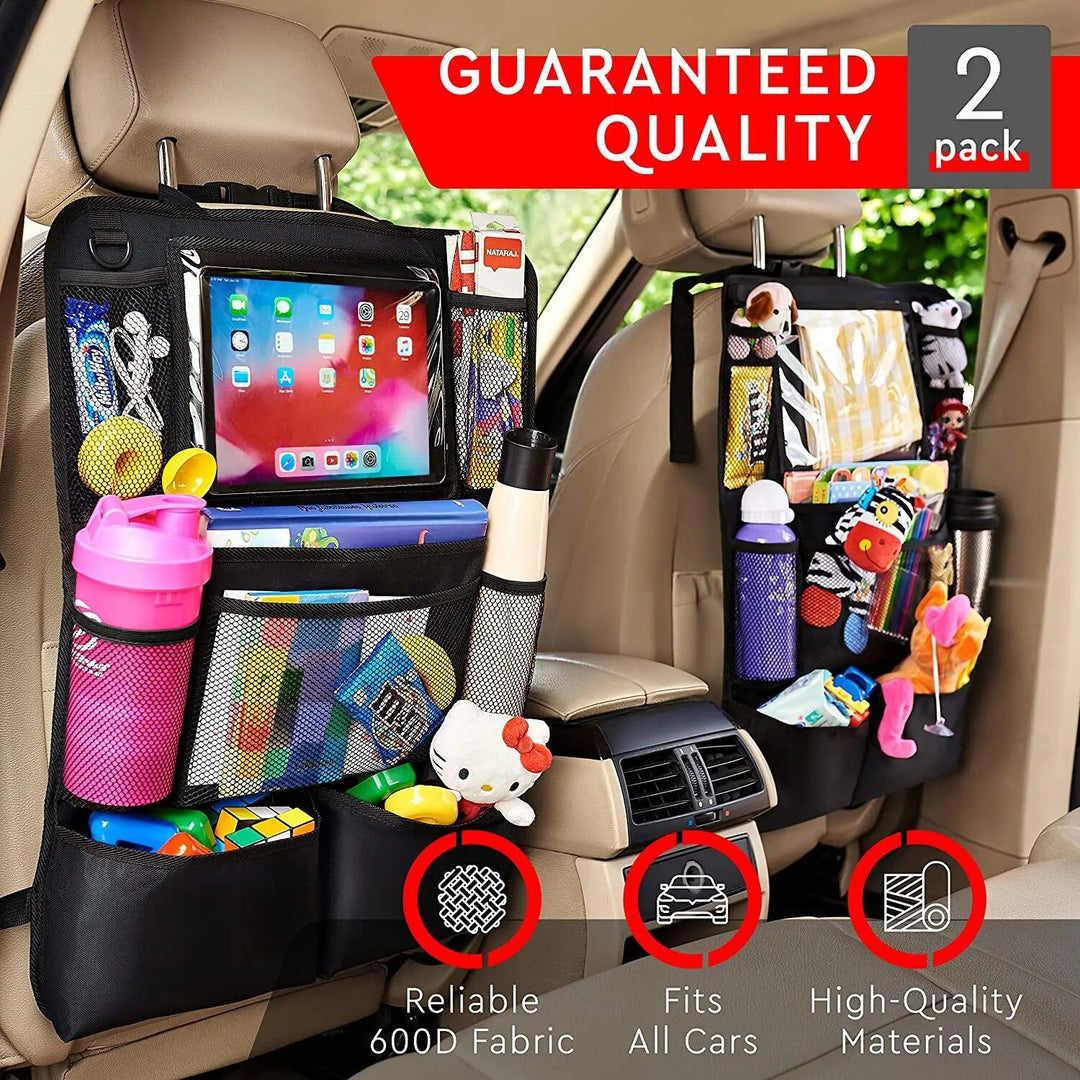 Backseat Organizer with Touchscreen Tablet Holder & Kick Mat Protector