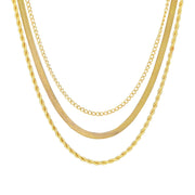 14k gold plated herringbone necklace, view 2 - MRSLM