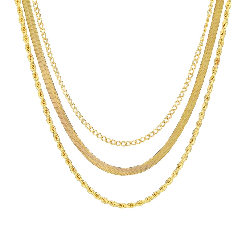 14k gold plated herringbone necklace, view 2 - MRSLM
