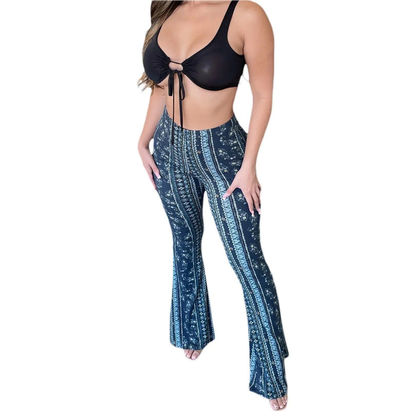 floral print high-waist flared pants, view 5 - MRSLM