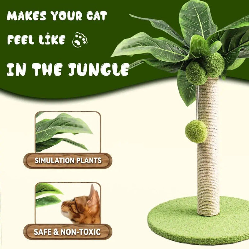 green leafy cat scratching post, view 6 - MRSLM
