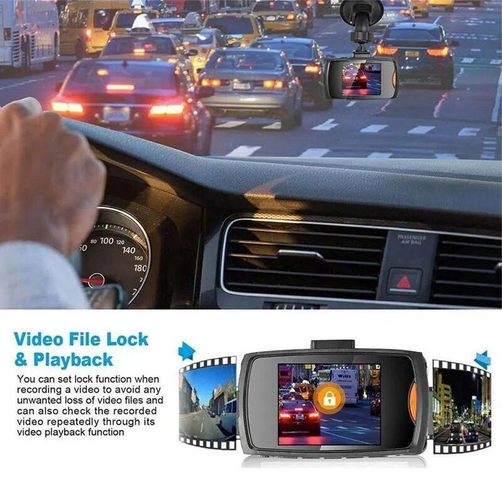 HD Car DVR with Wide-Angle Lens and Built-in Display