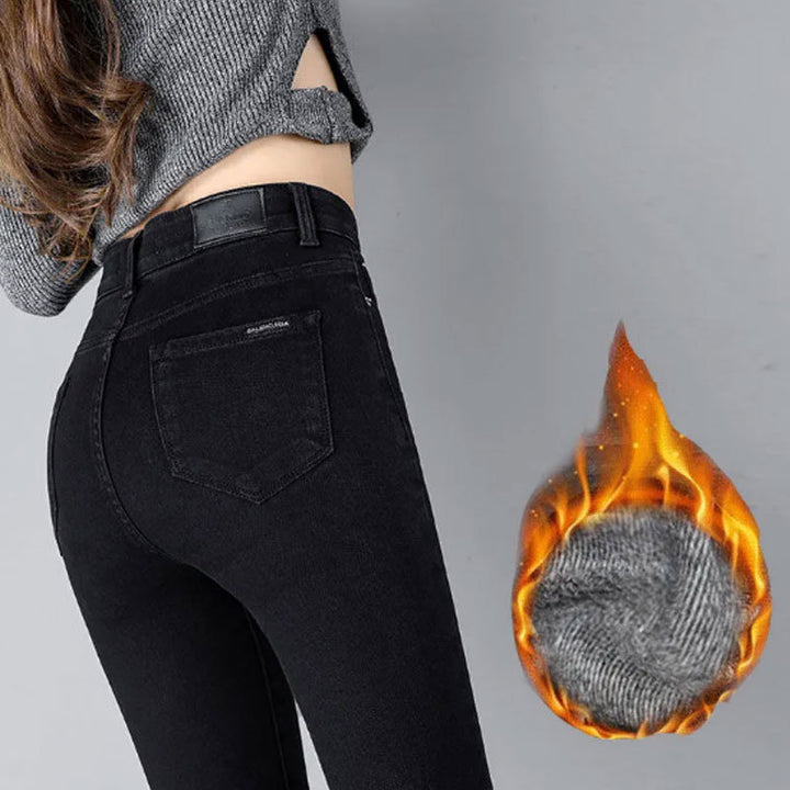 Women's High Waist Slim Black Jeans