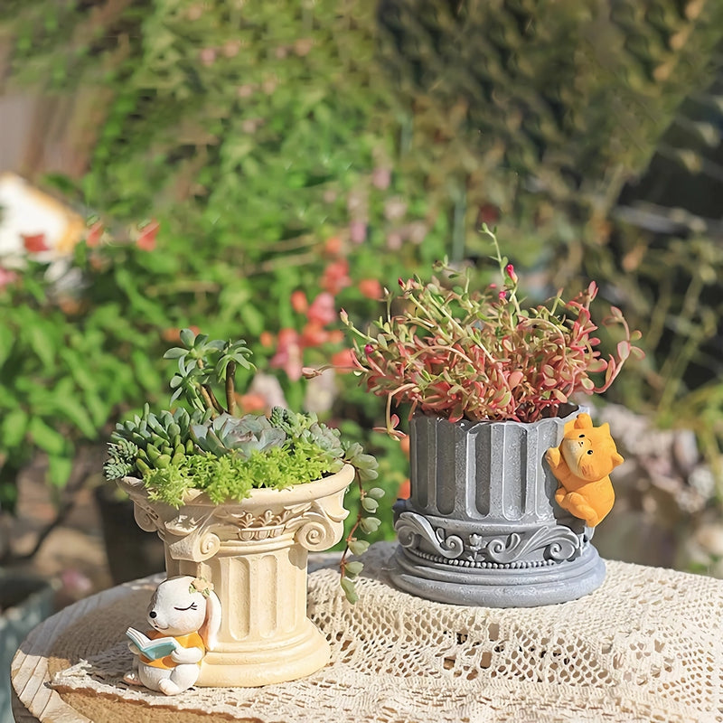 roman pillar cartoon animal planter, view 6 - MRSLM