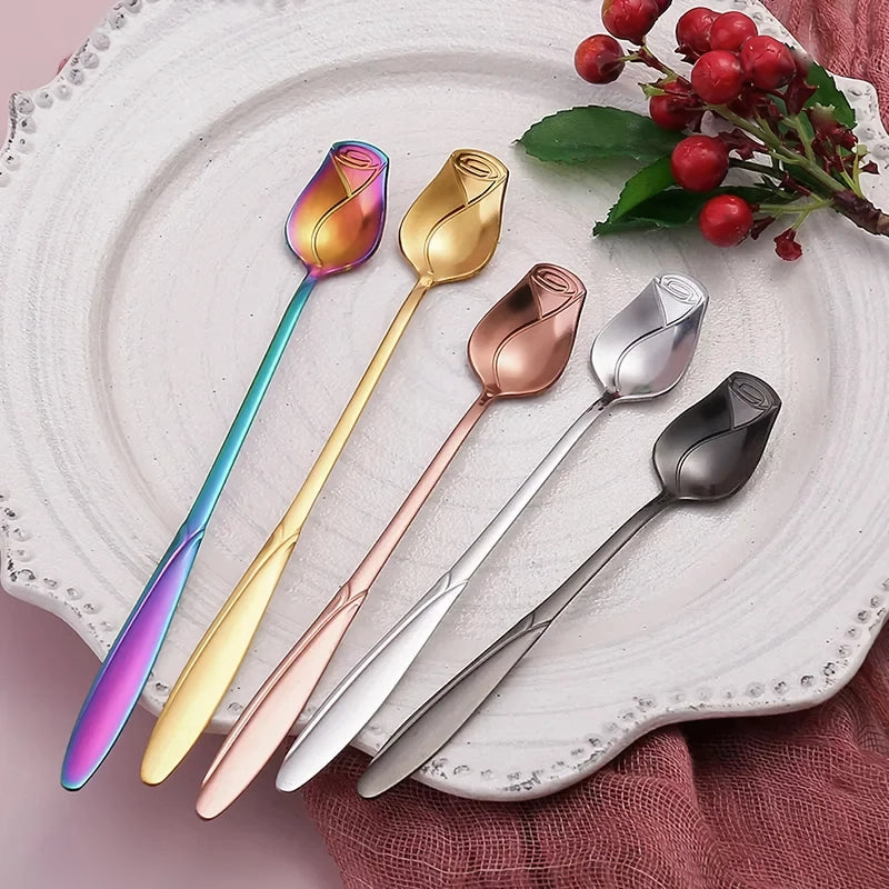 stainless steel rose spoon, view 6 - MRSLM
