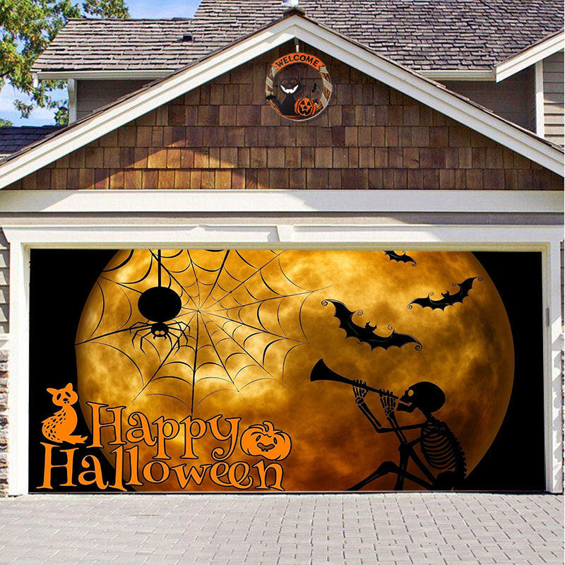 Halloween garage door backdrop hanging cloth, view 11 - MRSLM
