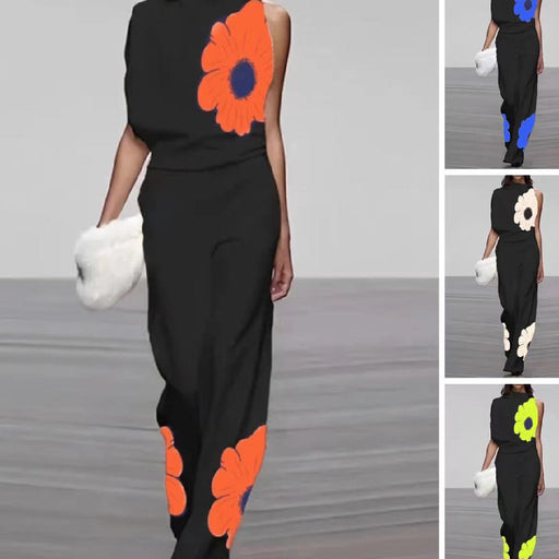 women's sleeveless printed turtleneck suit - MRSLM