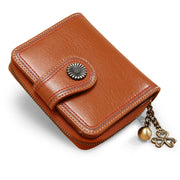 Women's small leather bifold wallet, view 2 - MRSLM