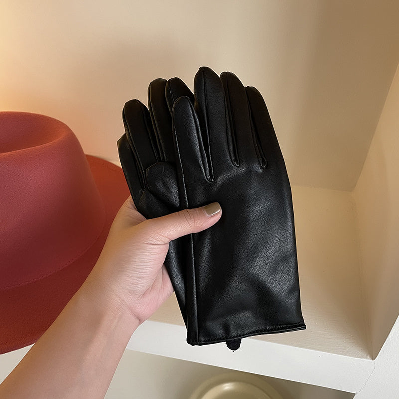 Five finger PU leather gloves, view 4 - MRSLM