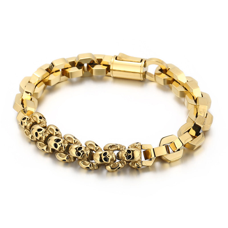 stitching skull titanium steel bracelet, view 4 - MRSLM
