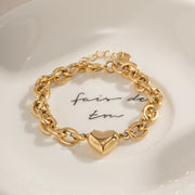 vintage heart pendant chain bracelet, view 7 - MRSLM