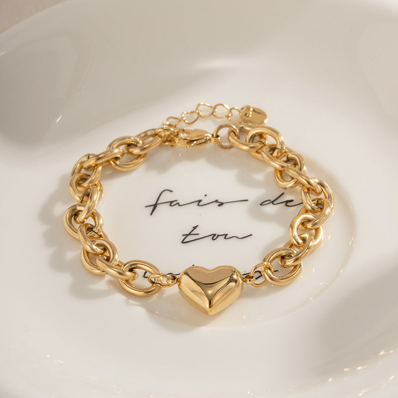 vintage heart pendant chain bracelet, view 7 - MRSLM