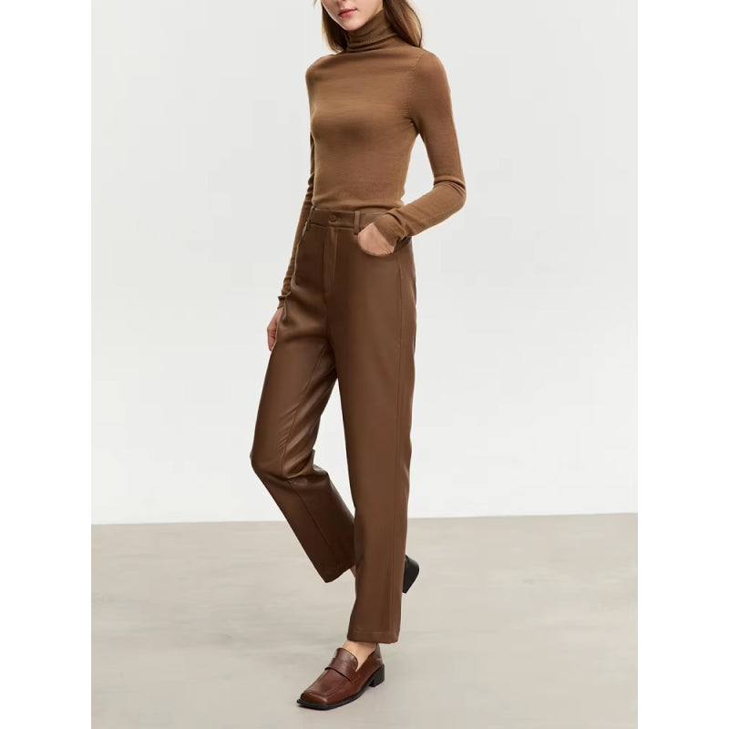 ankle-length pu leather pants, view 3 - MRSLM