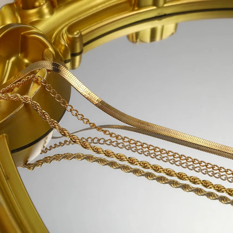 14k gold plated herringbone necklace, view 5 - MRSLM