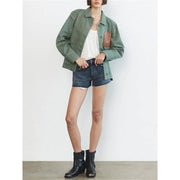 retro green cotton autumn jacket, view 6 - MRSLM