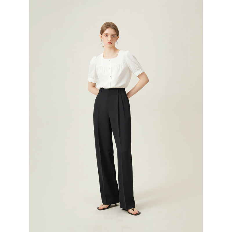 white square collar puff sleeve shirt, view 4 - MRSLM