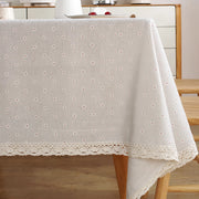 polyester linen tablecloth with lace edge, view 5 - MRSLM